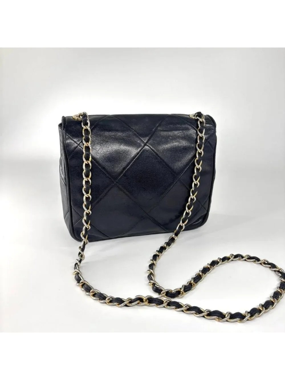 Chanel Super Quilted CC Logo Shoulder Bag Black